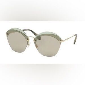 Miu Miu 62mm Irreqular Oval Sunglasses Overlapping Green Women $418